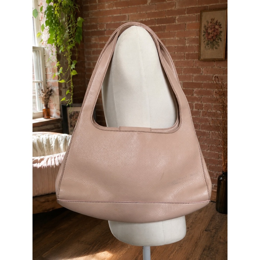 Y2K Nine & Co Light Pink Pebbled Faux Leather Shoulder Bag Hobo Purse Coquette